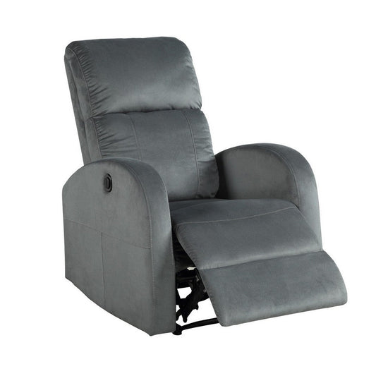 Power Motion Recliner with Fabric Wrapping and Curved Arms, Gray By Casagear Home