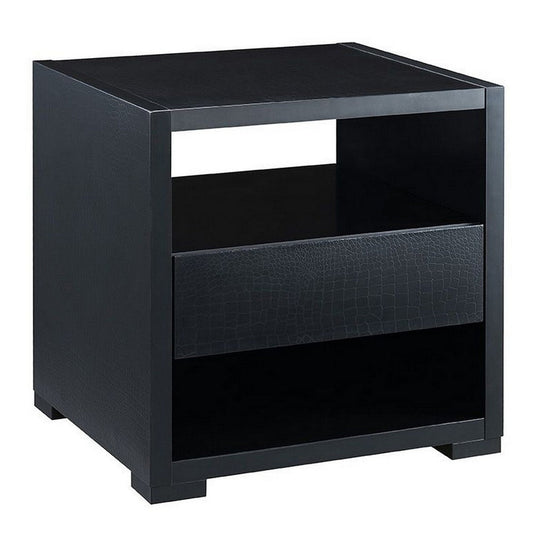 End Table with 2 Drawers and Open Compartments, Black By Casagear Home