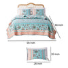 3 Piece Full Queen Quilt Set with Floral Print Blue and White By Casagear Home BM245652