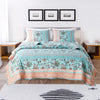 3 Piece Full Queen Quilt Set with Floral Print Blue and White By Casagear Home BM245652