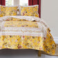 3 Piece Full Queen Quilt Set with Floral Print, Yellow By Casagear Home