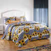 3 Piece King Quilt Set with Sunflower Print, Yellow By Casagear Home