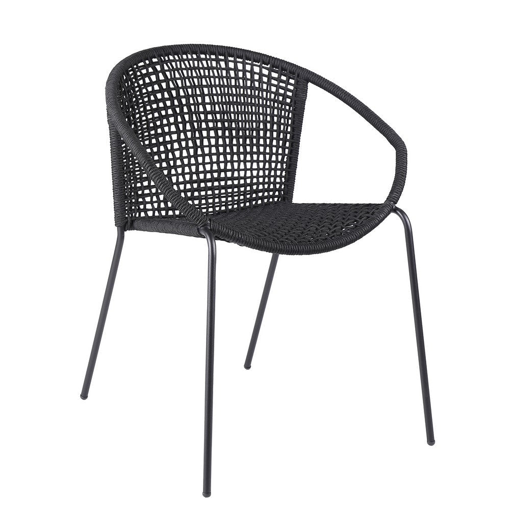 Dining Chair with Interwoven Geometric Seat and Back Set of 2 Black By Casagear Home BM245729