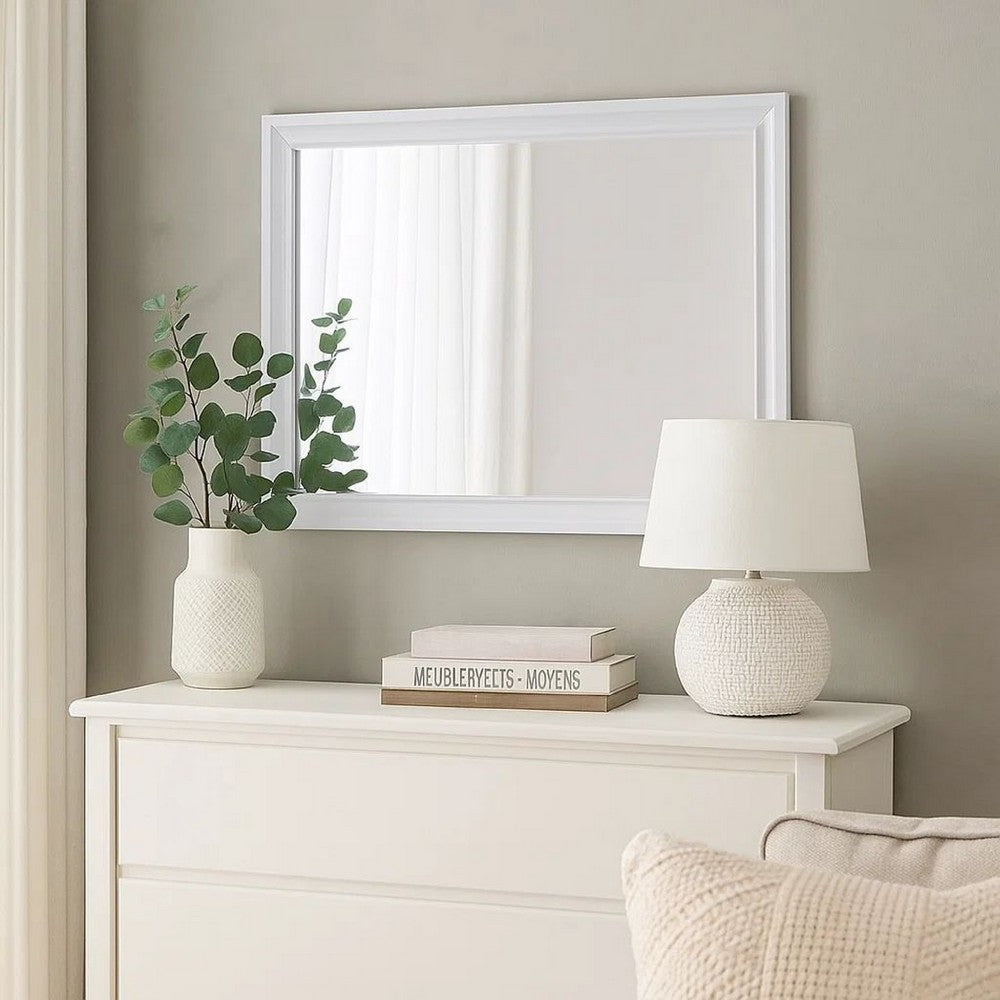 Mira Mirror | Molded Wood Frame | Wall Mount | White