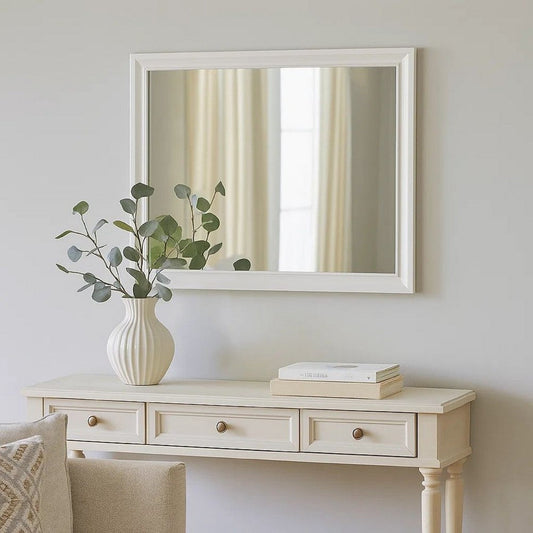 Mira Mirror | Molded Wood Frame | Wall Mount | White