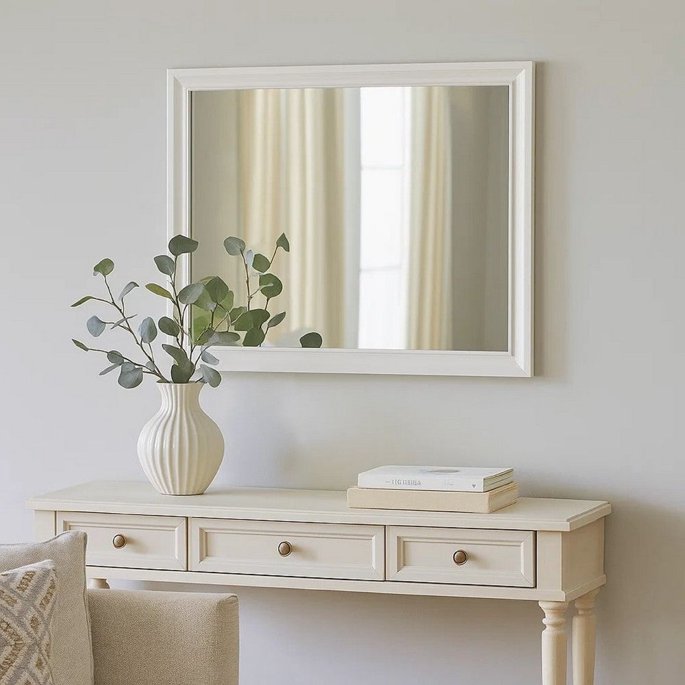 Mira Mirror | Molded Wood Frame | Wall Mount | White