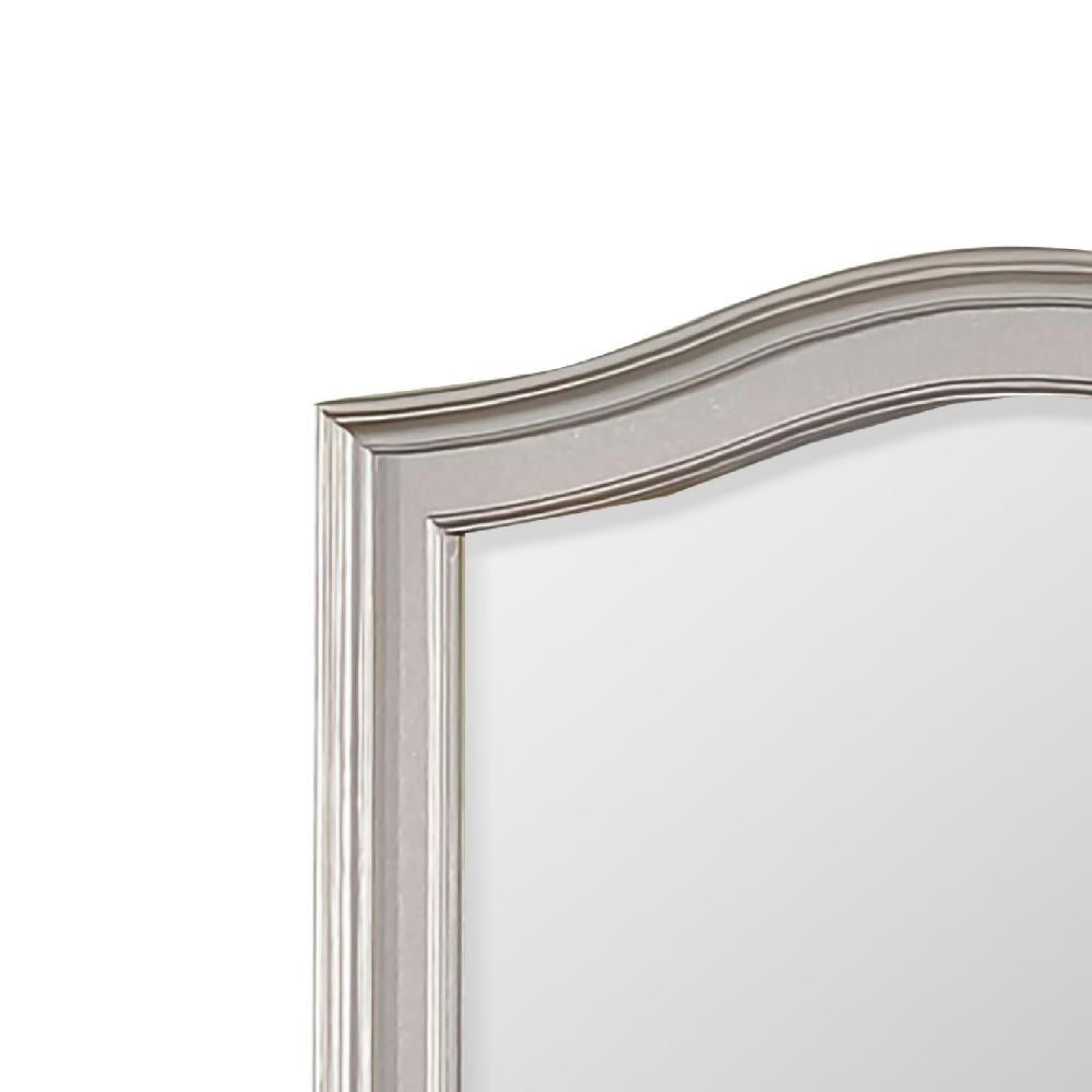 Curved Top Wooden Frame Mirror with Molded Details Silver BM245826