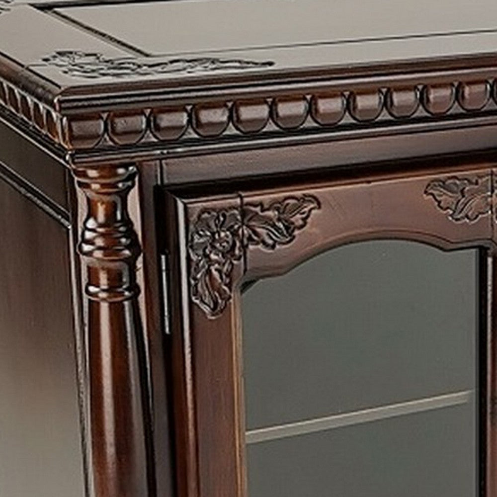 Mira TV Stand | 4 Glass Doors | Turnip Feet | Brown