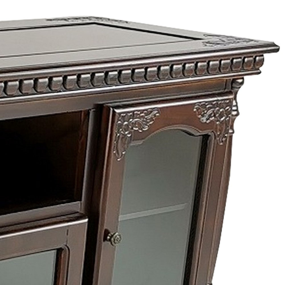 Mira TV Stand | 4 Glass Doors | Turnip Feet | Brown