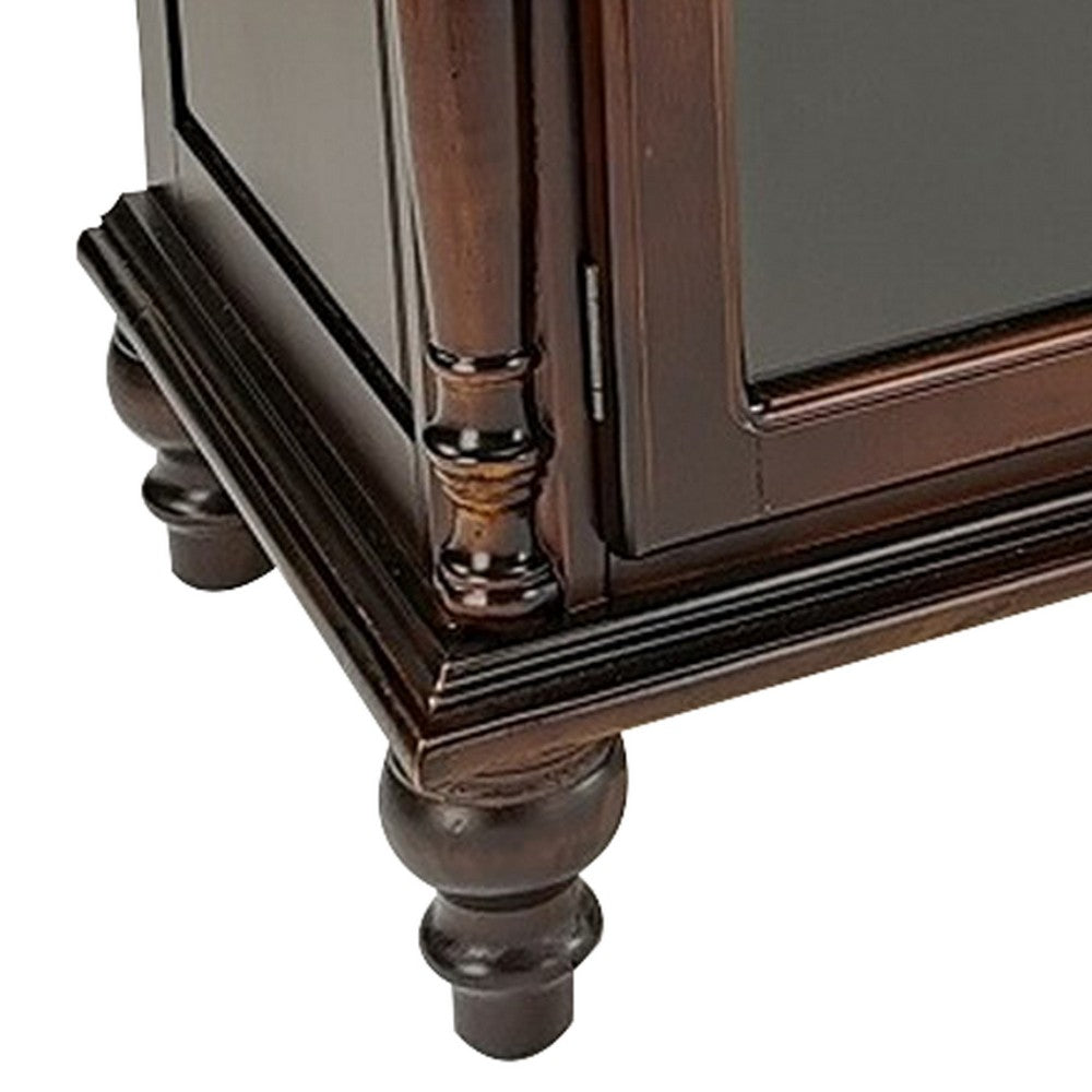 Mira TV Stand | 4 Glass Doors | Turnip Feet | Brown