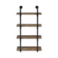 Wall Shelf with 4 Shelves and Piped Metal Frame, Brown and Black By Casagear Home