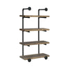 Wall Shelf with 4 Shelves and Piped Metal Frame, Brown and Black By Casagear Home