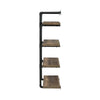 Wall Shelf with 4 Shelves and Piped Metal Frame, Brown and Black By Casagear Home