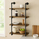 Milo Wall Shelf | 4 Tier | Piped Metal Frame | Brown | Black