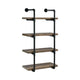 Milo Wall Shelf | 4 Tier | Piped Metal Frame | Brown | Black
