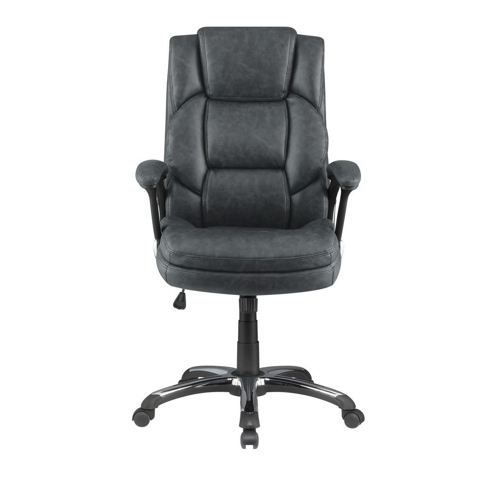 Leatherette Office Chair with Casters and Padded Arms Gray BM245881