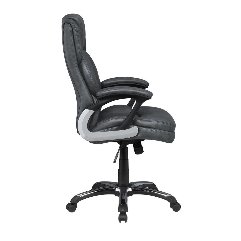 Leatherette Office Chair with Casters and Padded Arms Gray BM245881