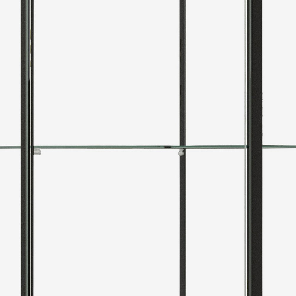 Metal Curio Cabinet with 1 Door and 3 Glass Shelves Black By Casagear Home BM245890