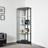 Metal Curio Cabinet with 1 Door and 3 Glass Shelves, Black By Casagear Home