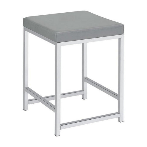 Reid Vanity Stool | Faux Leather Seat | Tubular Frame | Gray