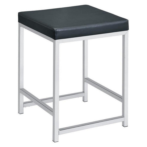 Reid Vanity Stool | Faux Leather Seat | Tubular Frame | Black