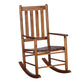 Wooden Rocking Chair with Slat Back and Mission Style, Brown By Casagear Home