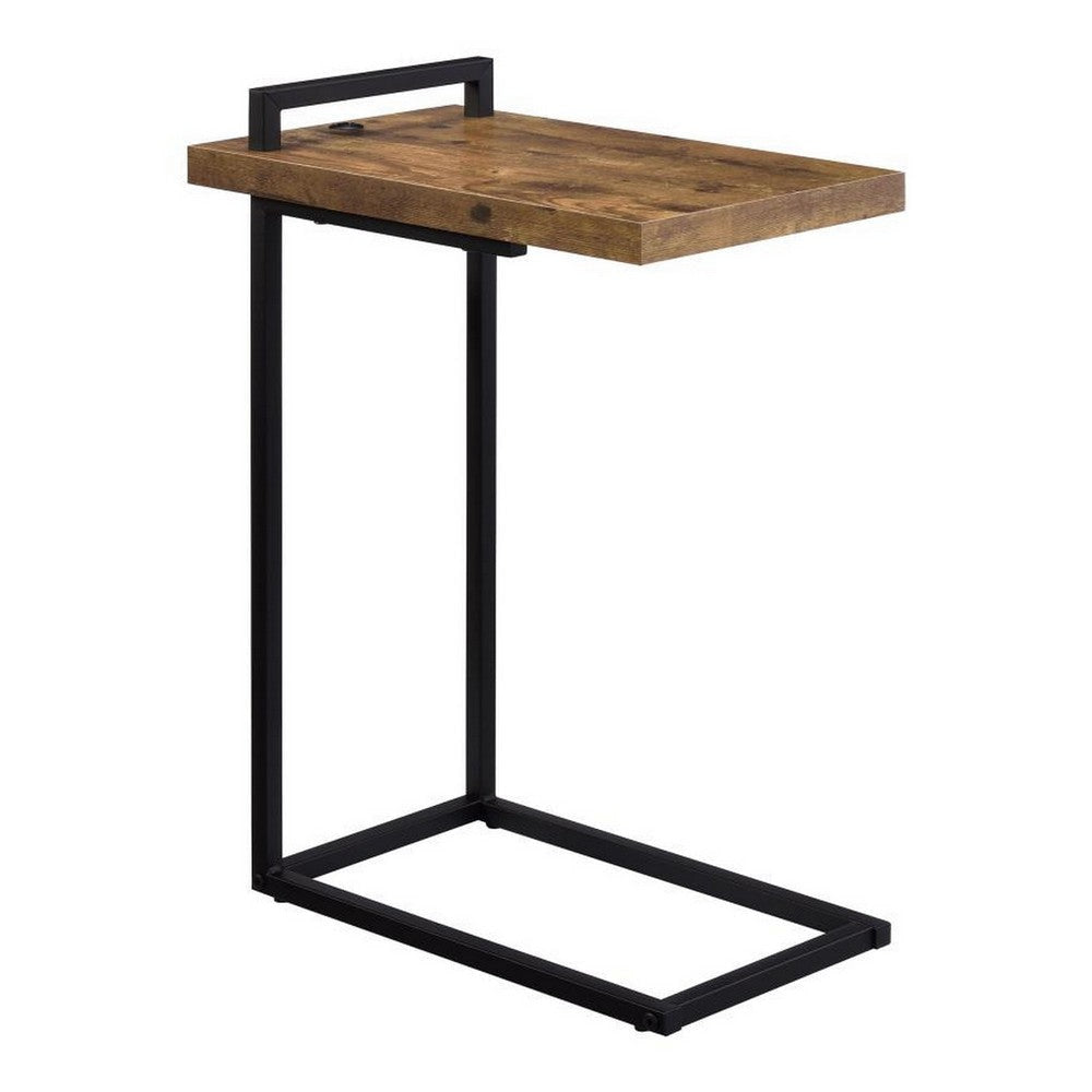 Side Table with Plugin and Cantilever Base, Brown By Casagear Home