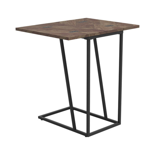 Accent Table Wooden Expandable Chevron Top, Brown By Casagear Home