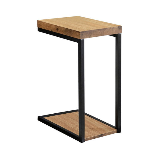 Snack Table with 1 Open Shelf and Grain Details, Brown By Casagear Home