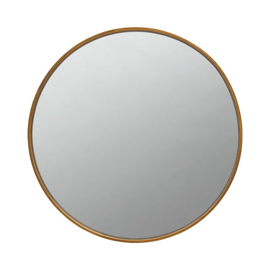 Mirror with Round Metal Frame and Ring Holder, Brass By Casagear Home