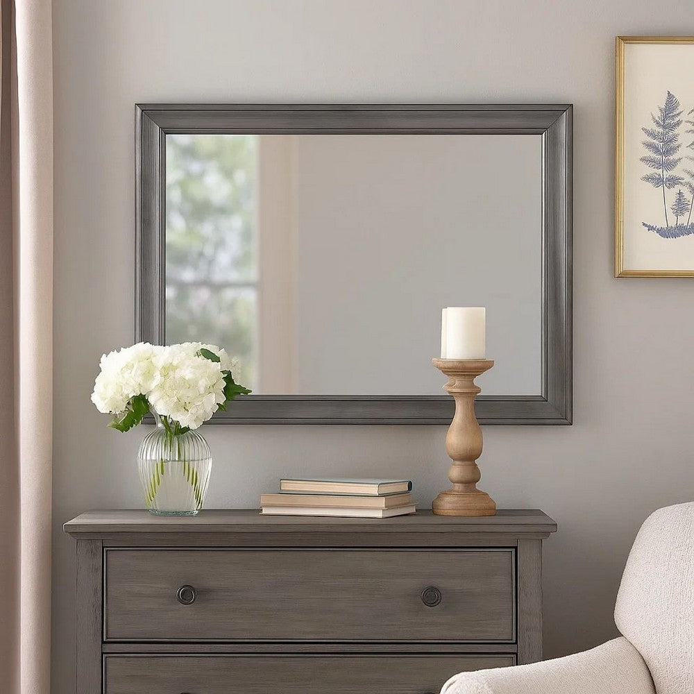 Mira Mirror | Wood Frame | Molded Trim | Gray
