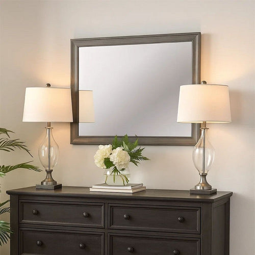 Mira Mirror | Wood Frame | Molded Trim | Gray
