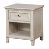 Nightstand with Plank Front Drawer and 1 Open Shelf, White By Casagear Home