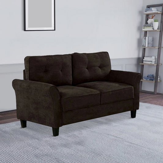 Loveseat with Knit Fabric with Flared Armrests, Brown By Casagear Home