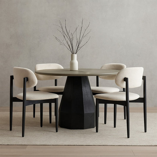 Revival Dining Table | Round | Concrete Top | Oak Base