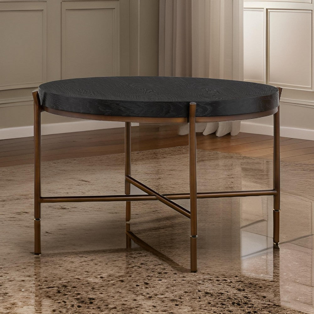 Sylvie Coffee Table | Round | Brushed Oak | Metal Frame