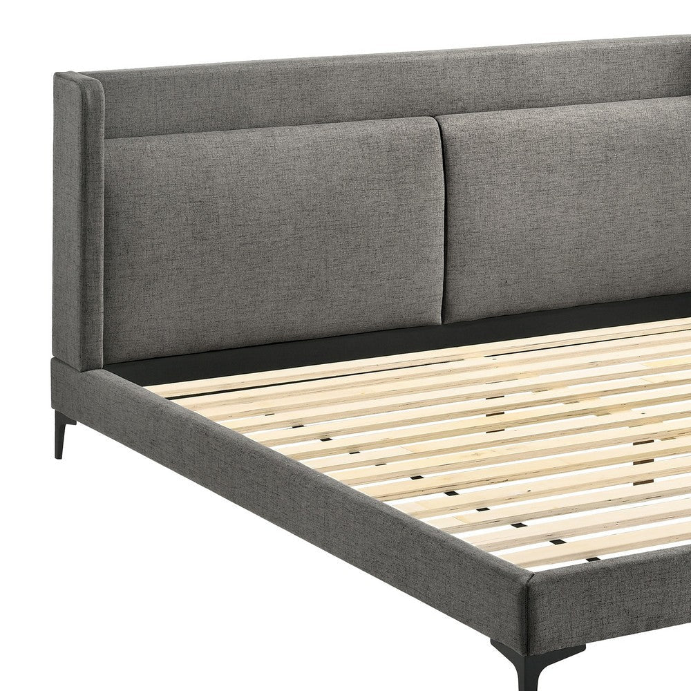 Legend Gray Fabric Eastern King Platform Bed with Black Metal Legs By Casagear Home BM246008