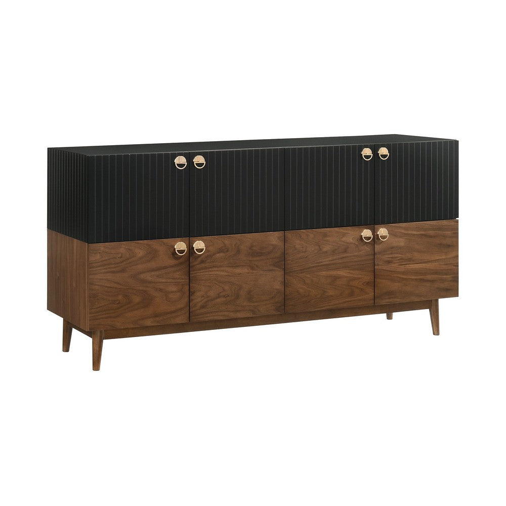 Amigo Black Veneer and Walnut Wood Buffet By Casagear Home BM246032