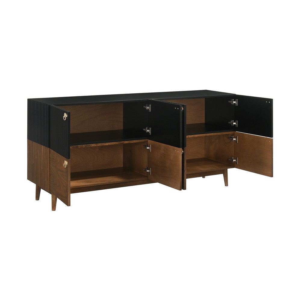 Amigo Black Veneer and Walnut Wood Buffet By Casagear Home BM246032