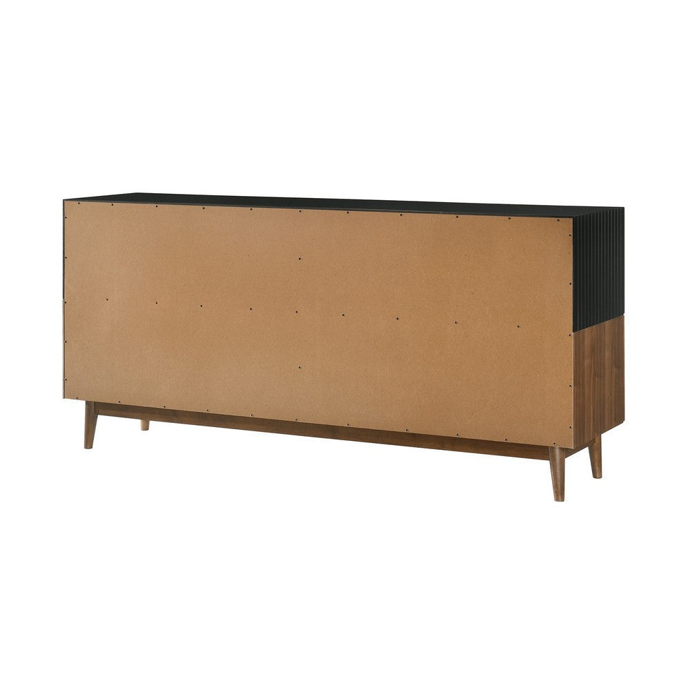 Amigo Black Veneer and Walnut Wood Buffet By Casagear Home BM246032