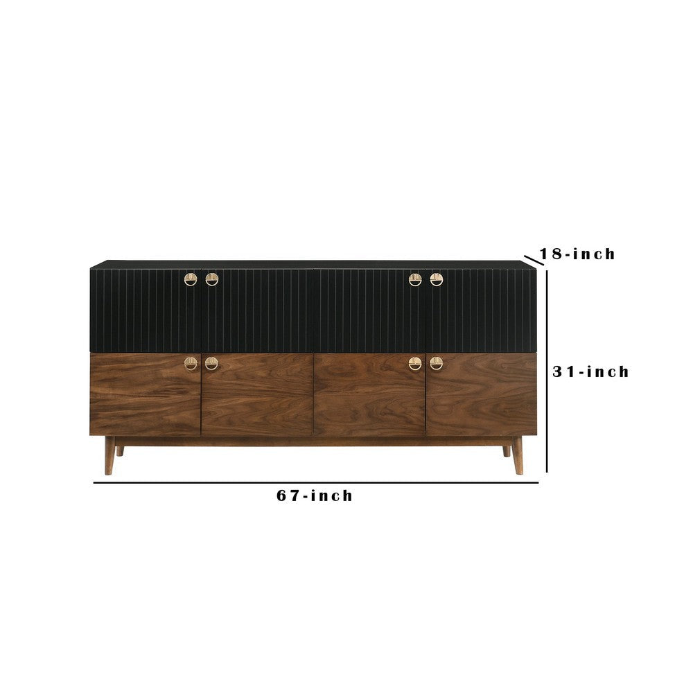 Amigo Black Veneer and Walnut Wood Buffet By Casagear Home BM246032