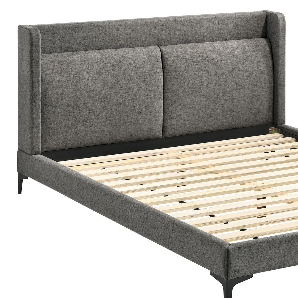 Legend Gray Fabric Queen Platform Bed with Black Metal Legs By Casagear Home BM246047