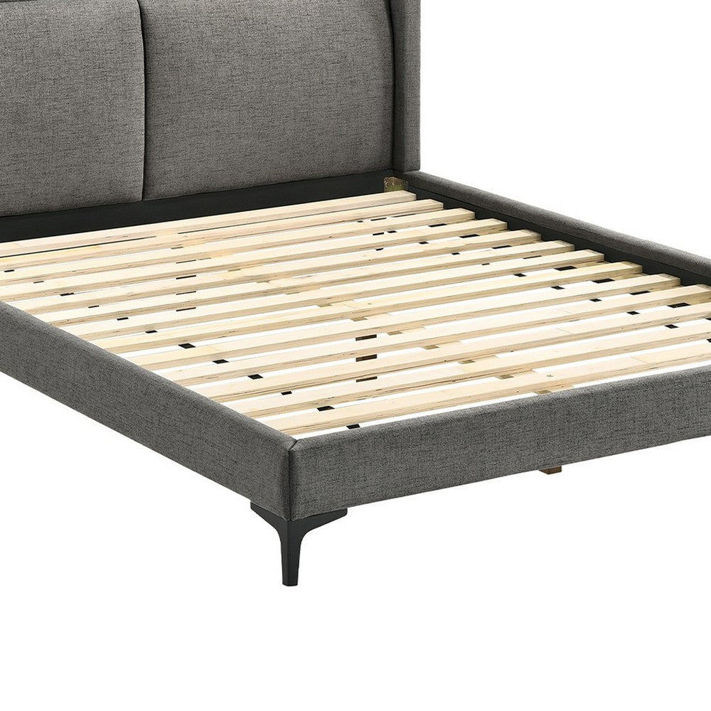 Legend Gray Fabric Queen Platform Bed with Black Metal Legs By Casagear Home BM246047