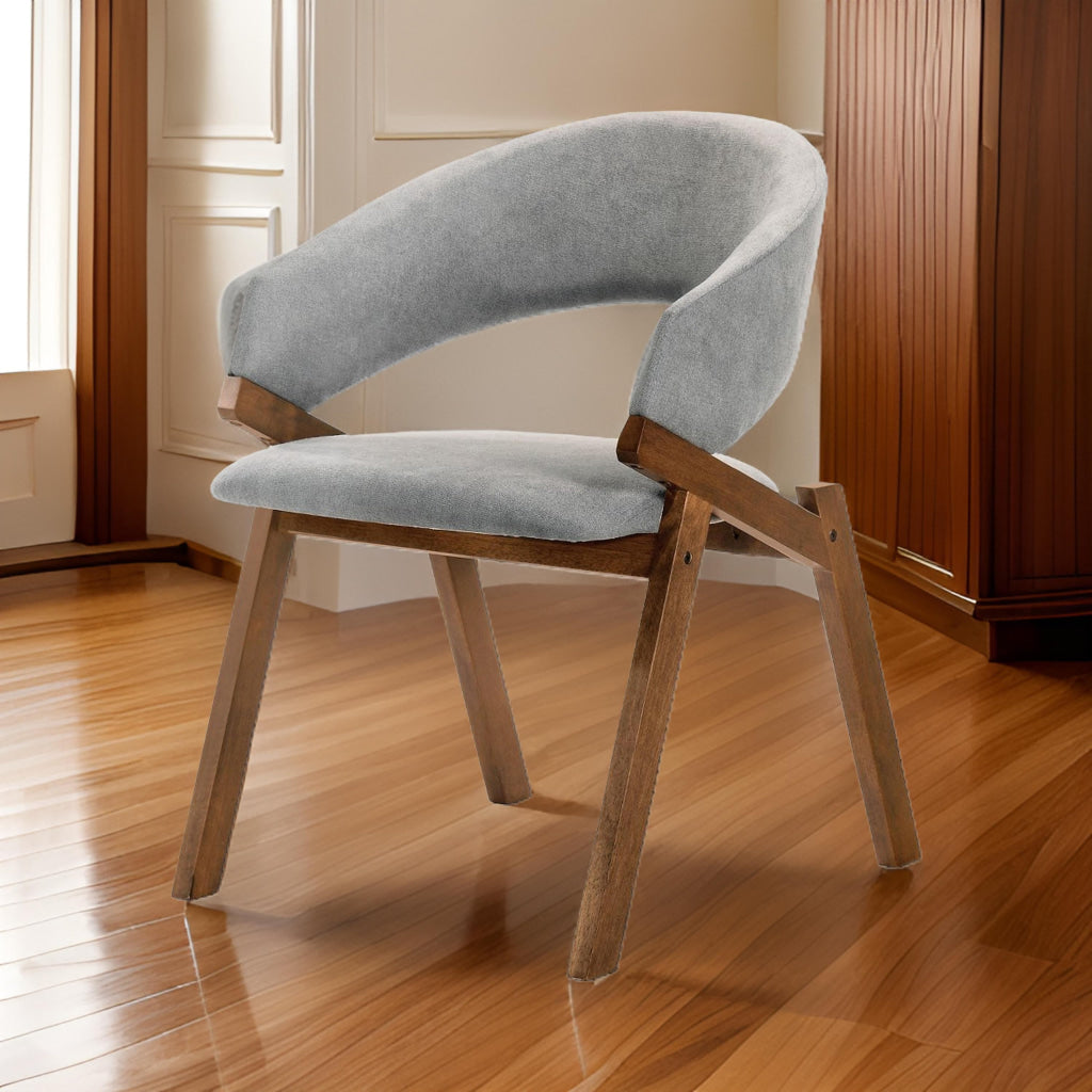 Talulah Dining Chair | Gray Fabric | Walnut Veneer | Set of 2