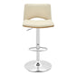 Thierry Adjustable Swivel Cream Faux Leather with Walnut Back and Chrome Bar Stool By Casagear Home BM246078