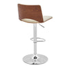 Thierry Adjustable Swivel Cream Faux Leather with Walnut Back and Chrome Bar Stool By Casagear Home BM246078