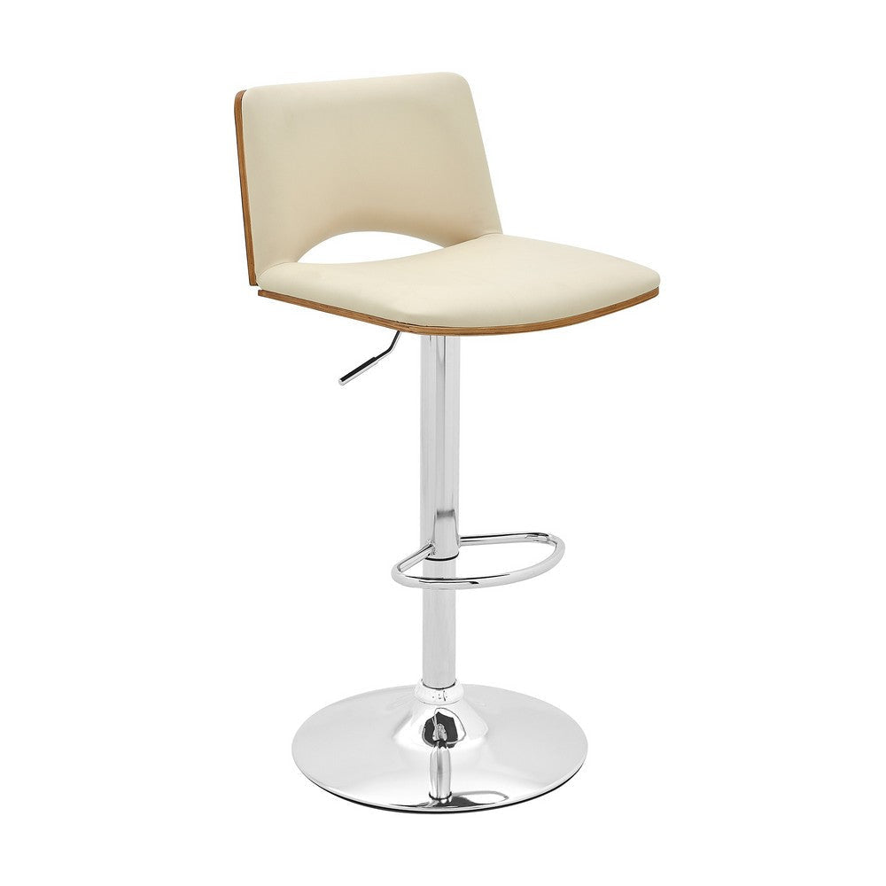 Thierry Barstool | Swivel | Faux Leather | Walnut Back | Chrome