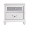 Nightstand with 2 Drawers and Glittery Acrylic Front White BM246083