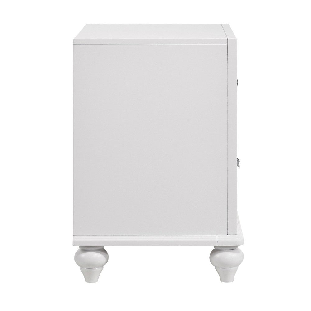 Nightstand with 2 Drawers and Glittery Acrylic Front White BM246083