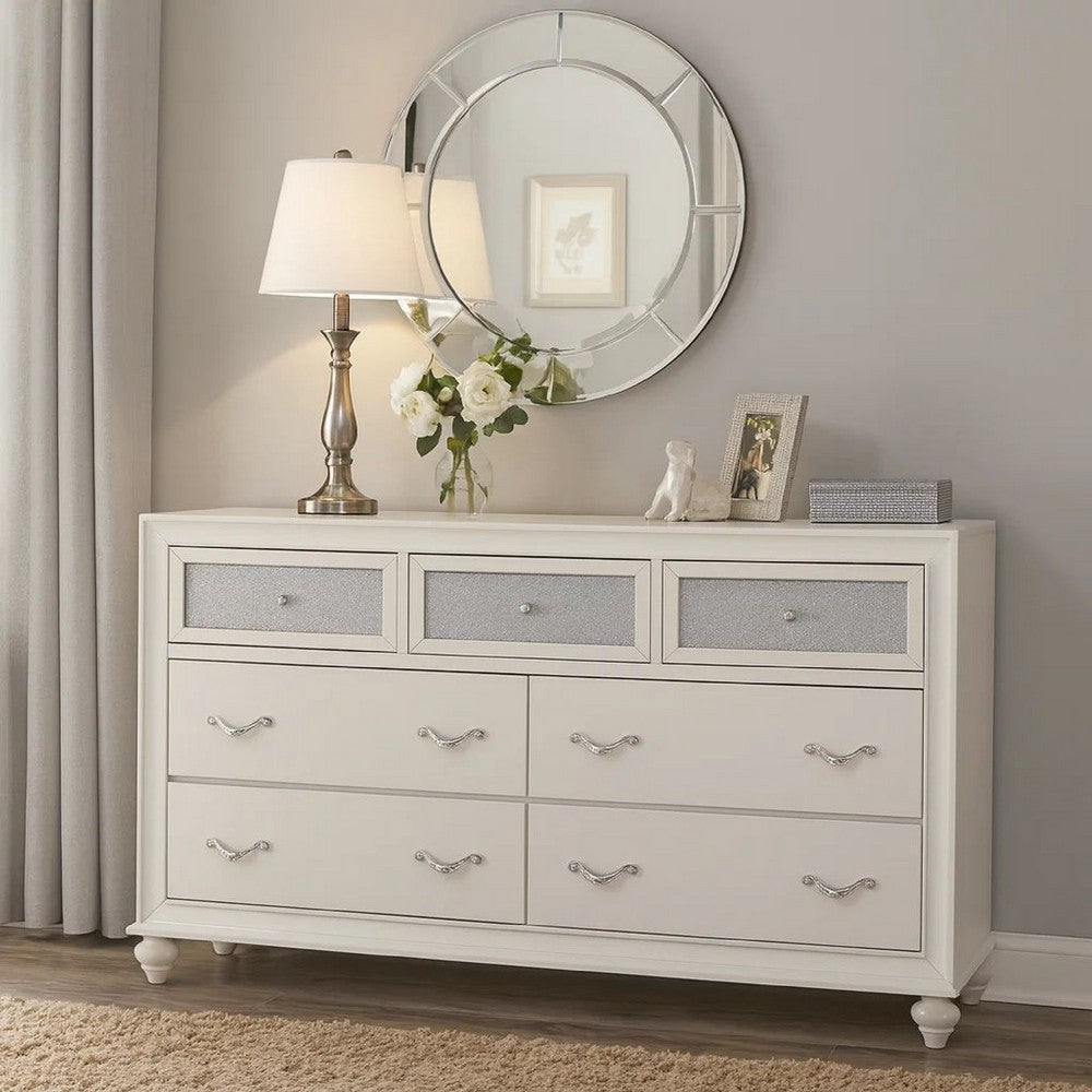 Liora Dresser | 7 Drawer | Glitter Acrylic Front | White